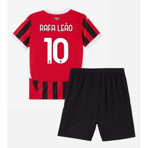 Fotballdrakt Barn AC Milan Rafael Leao #10 Hjemmedraktsett 2024-25 Kortermet (+ Korte bukser)